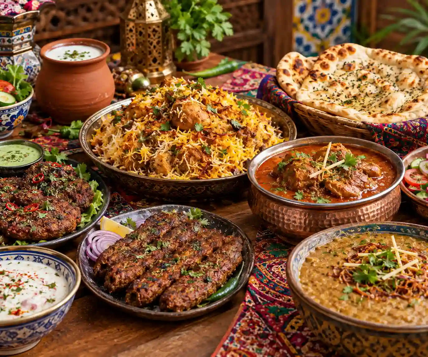 A selection of Pakistani dishes