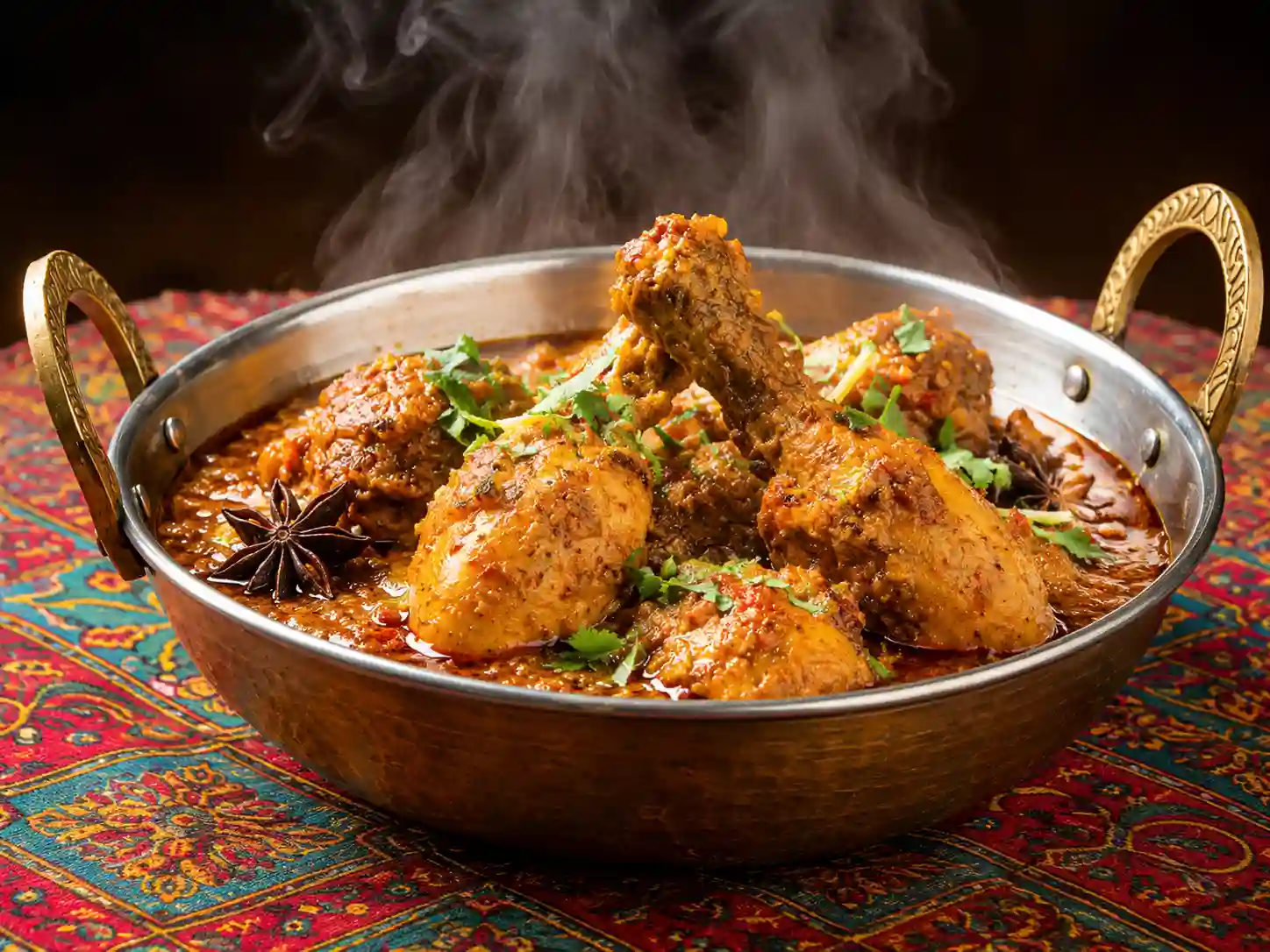Pakistani karahi cooked with tomatoes and spices