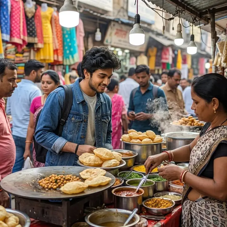 A Pakistani street-food stall preparing food for customers